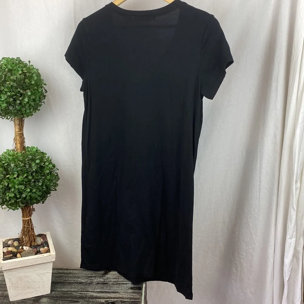 Michael Stars Black Cotton V Neck Short Sleeve Pocket Tee T Shirt Dress S - Image 3