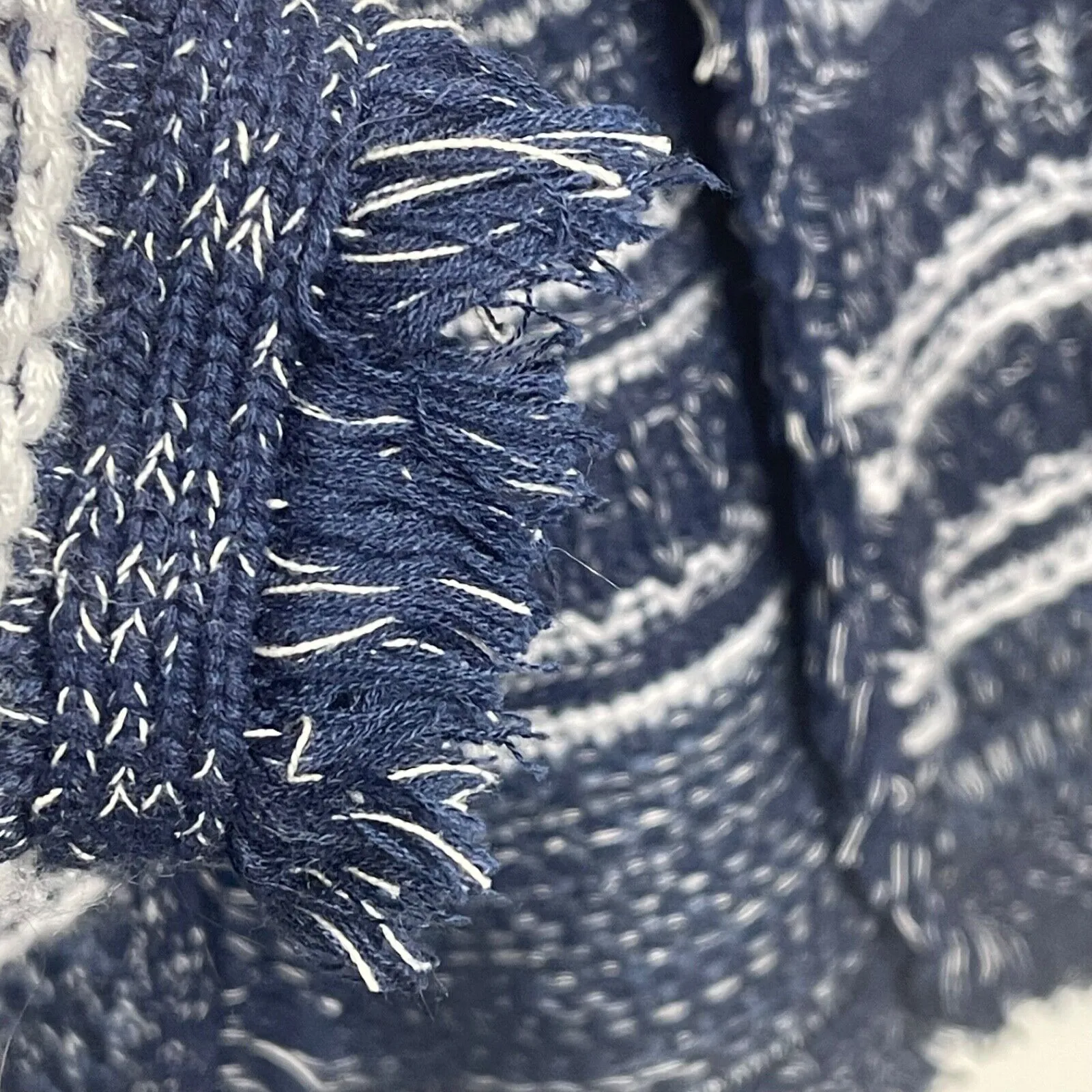 Fylo London Size Small Hooded Sweater Cardigan Open Front Fringe Blue - Image 5