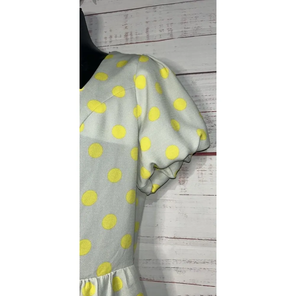 Lily White Gray & Yellow Polka Dot Square Neck Top | Women’s Large - Image 2