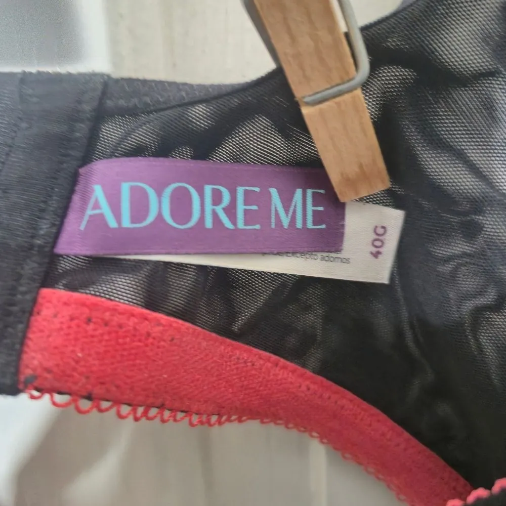 Elie Contour Plus Black Floral Embroidered Lace Demi Bra Romantic 40C - Image 4