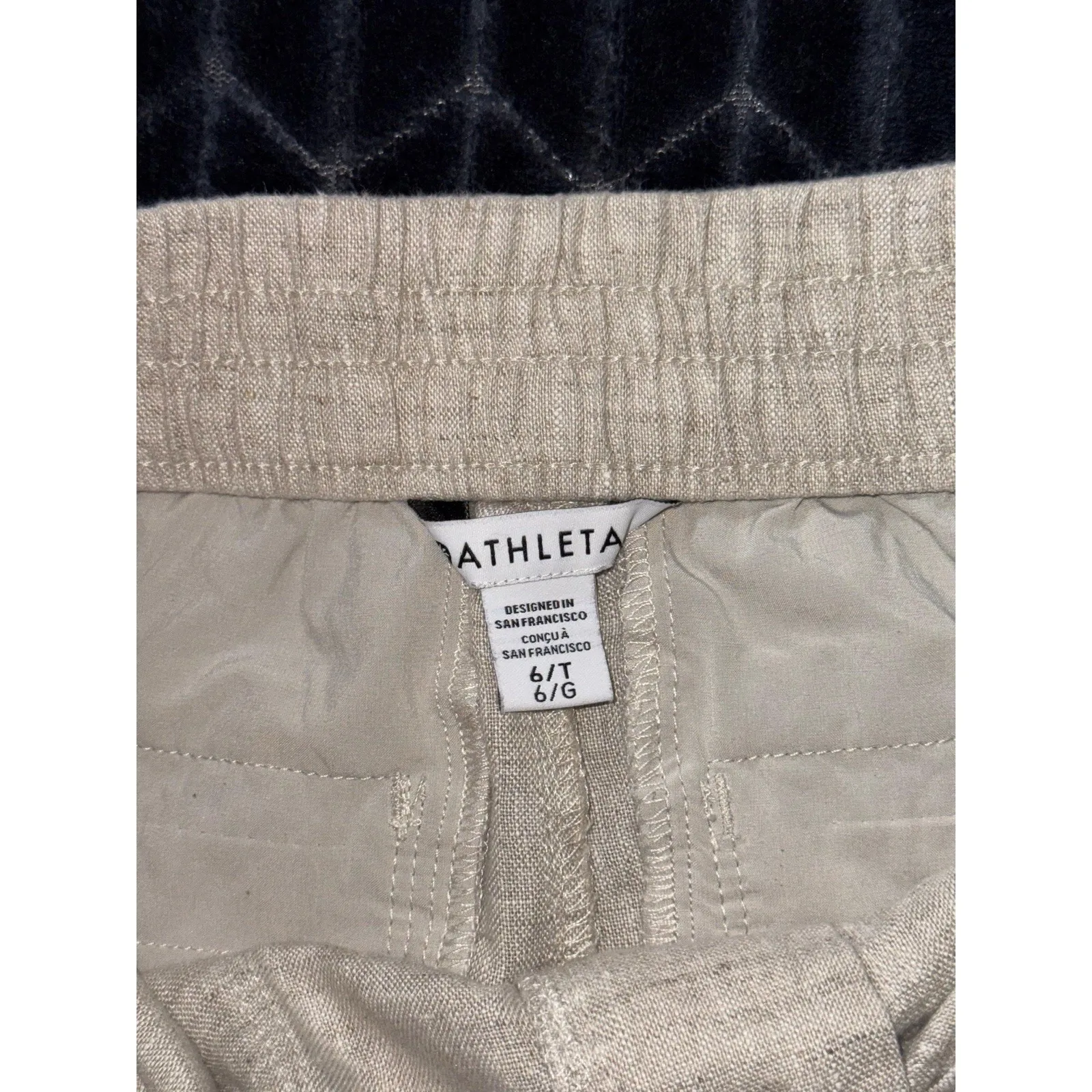 Athleta Women's Voyager Linen Pants Undyed Beige Elastic Adjustable Waist Sz 6 T - Image 5