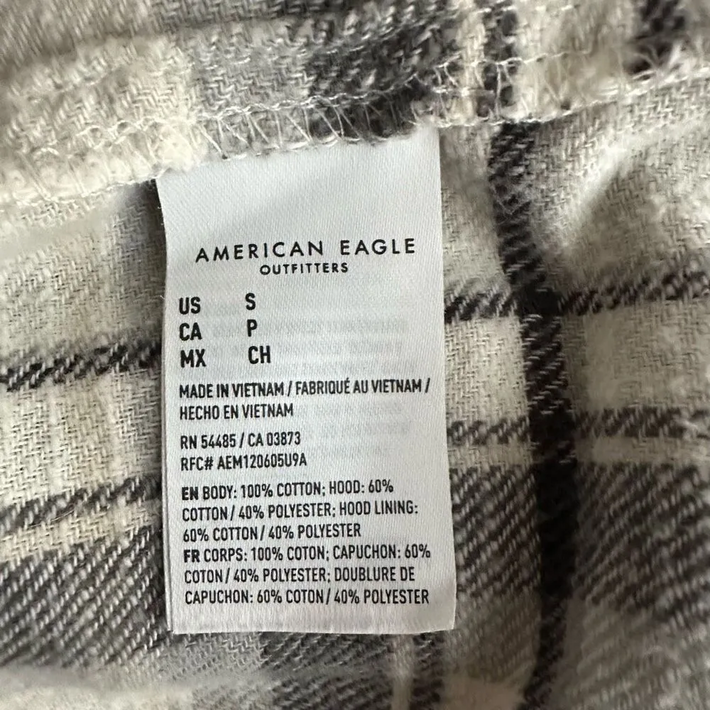 American Eagle AE Oversized Hoodie Flannel Size Small - Image 6