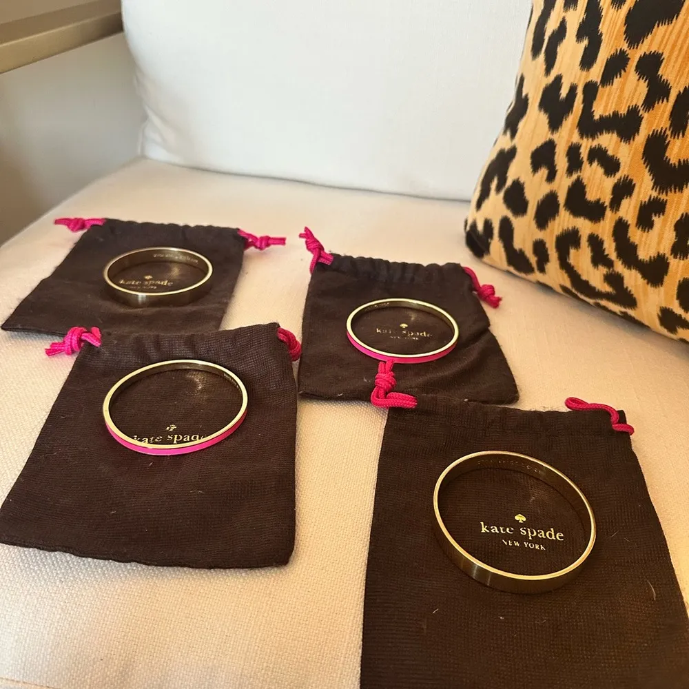 KATE SPADE 4 BANGLES GOLD AND PINK 4 DUST BAGS BEING SOLD TOGETHER - Image 2