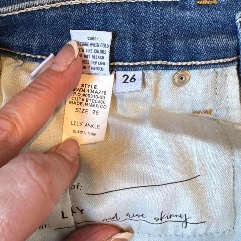 Etica Brand New Purposeful Paint Splatter High Rise‎ Jeans Women's Size 26 Blue - Image 5