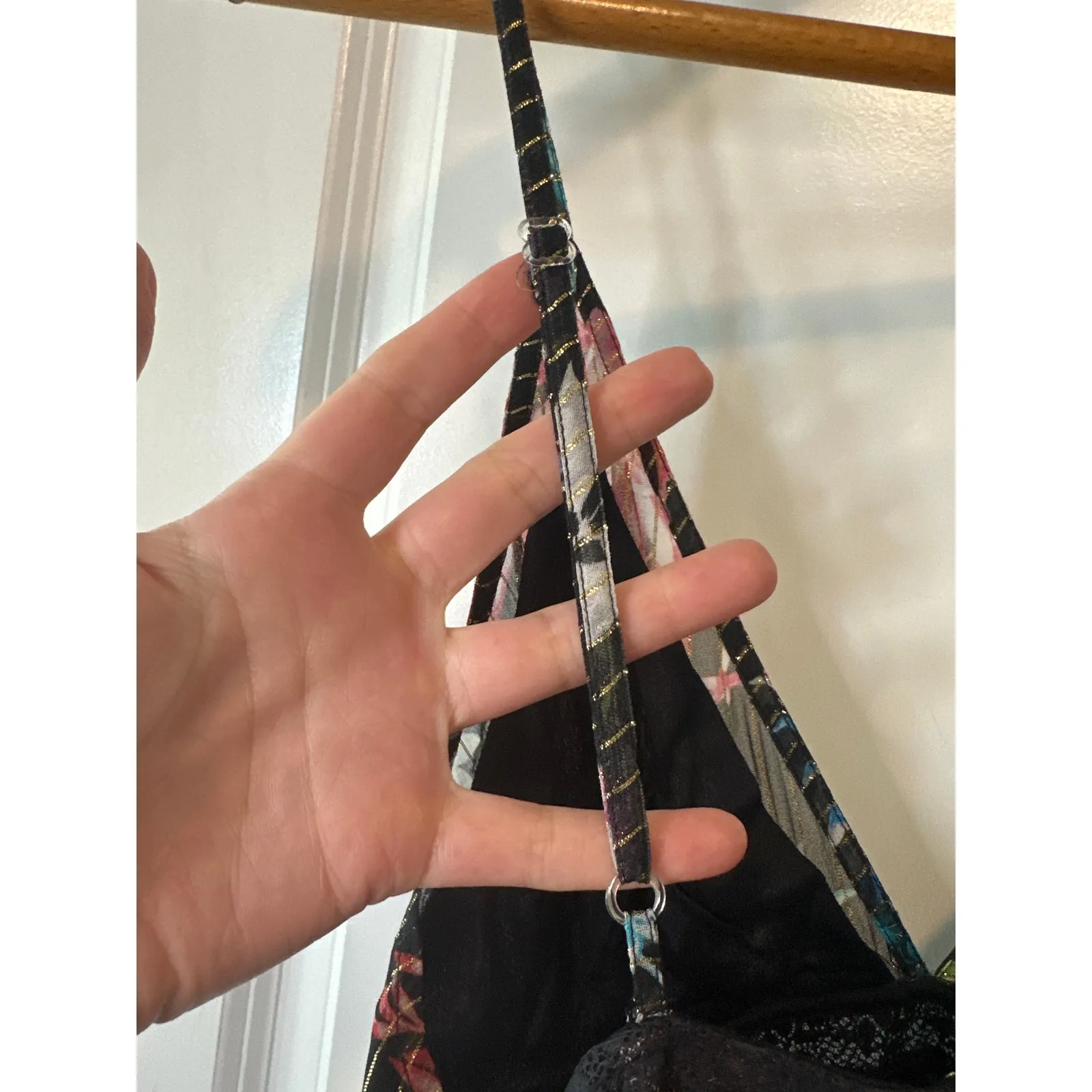 Rococo Sand Metallic Moonlight Print Ruffle Mini Dress Black Multicolor Sz Small - Image 5