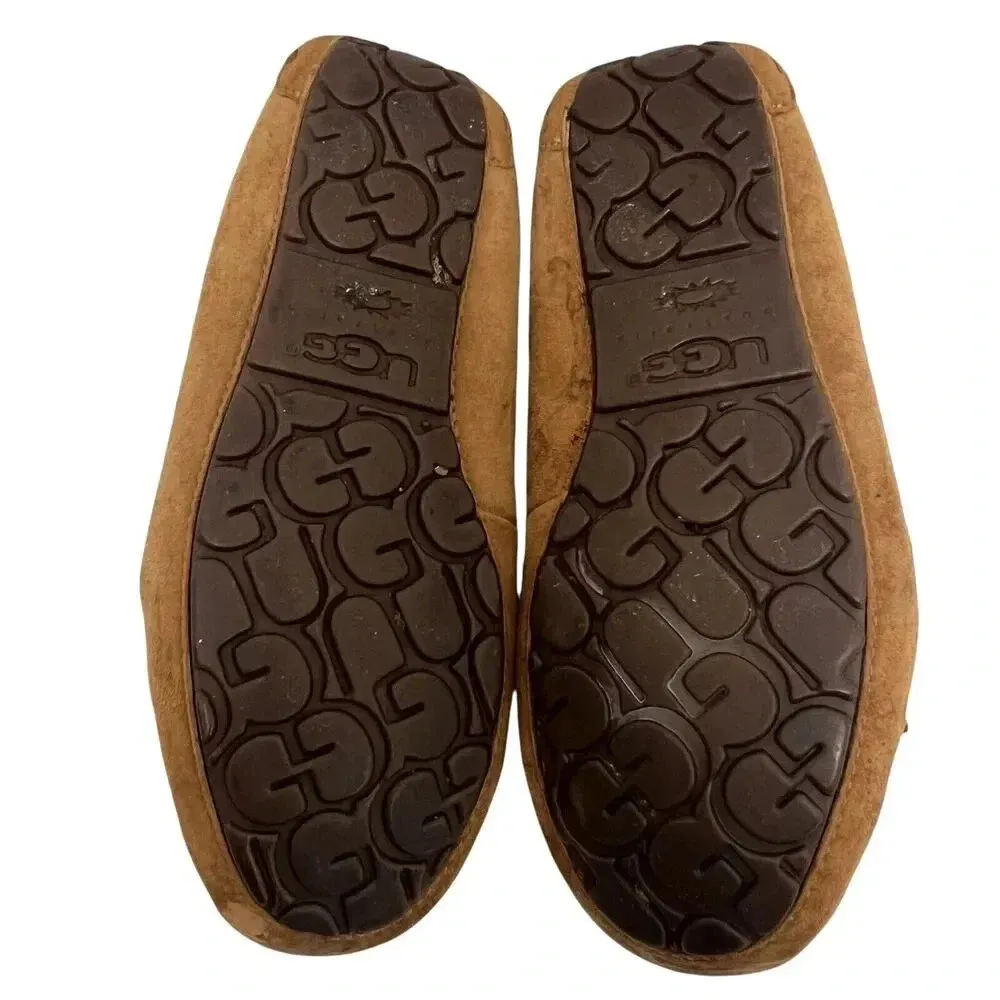 UGG Australia Dakota Suede Fur Lined Slip On Moccasins Loafers Chestnut Womens 8 - Image 6
