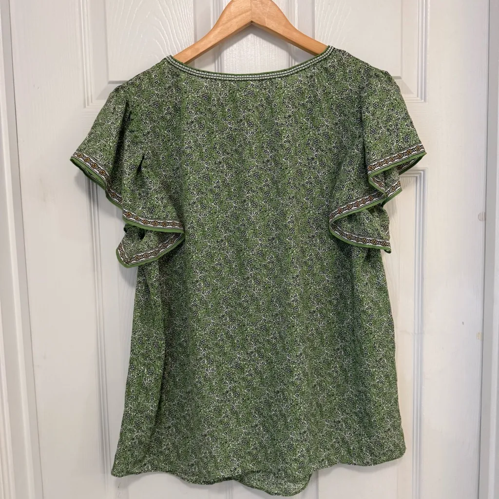 NWOT Max Studio Floral Tie Neck Butterfly Sleeve Blouse - Image 4