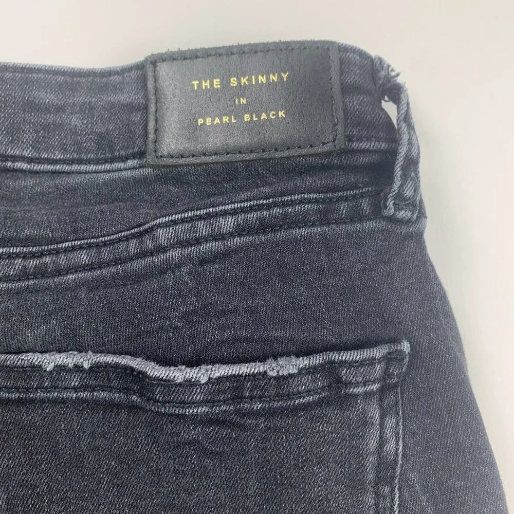 Zara Womens Skinny Jeans Pearl Black USA 4 Denim Distressed Mid Rise Pockets - Image 3