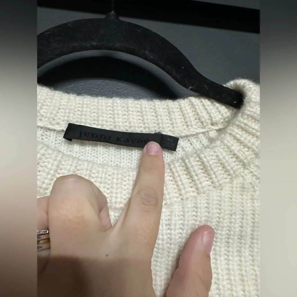 Jenni Kayne Cashmere Fisherman Sweater Ivory XS White - Image 2