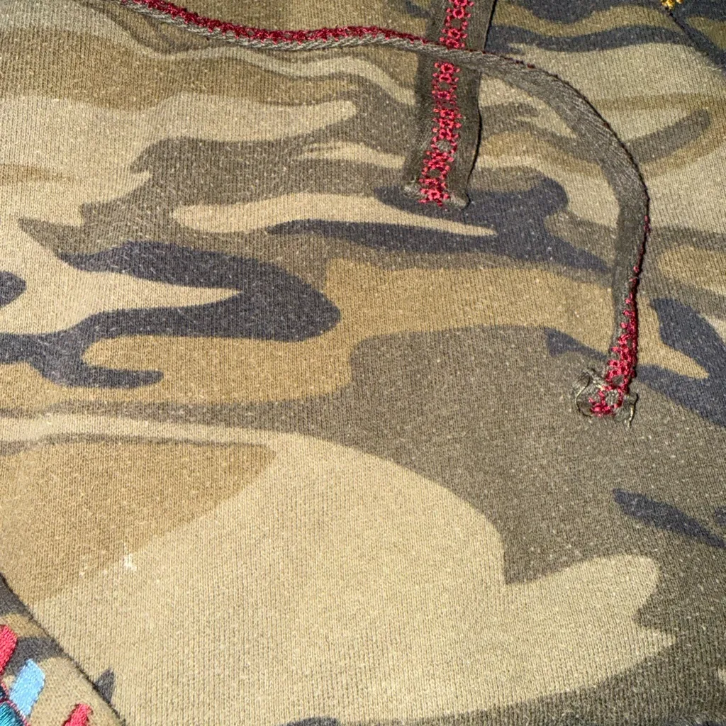 Johnny Was Kira Camoflauge  Floral Embroidery Pullover Hoodie Sweatshirt XS - Image 4