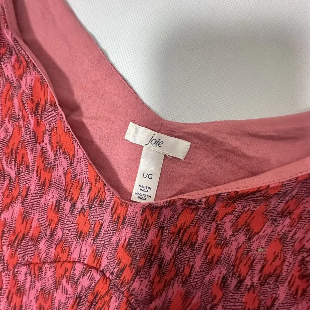 Joie Boho Tiered Maxi Dress Large Sundress Red Pink Tea Rose Sleeveless … - Image 4