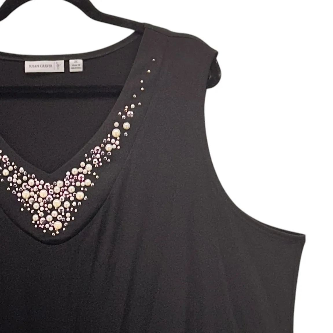 Susan Graver‎ Liquid Knit Tank Top Black 2X - Image 5