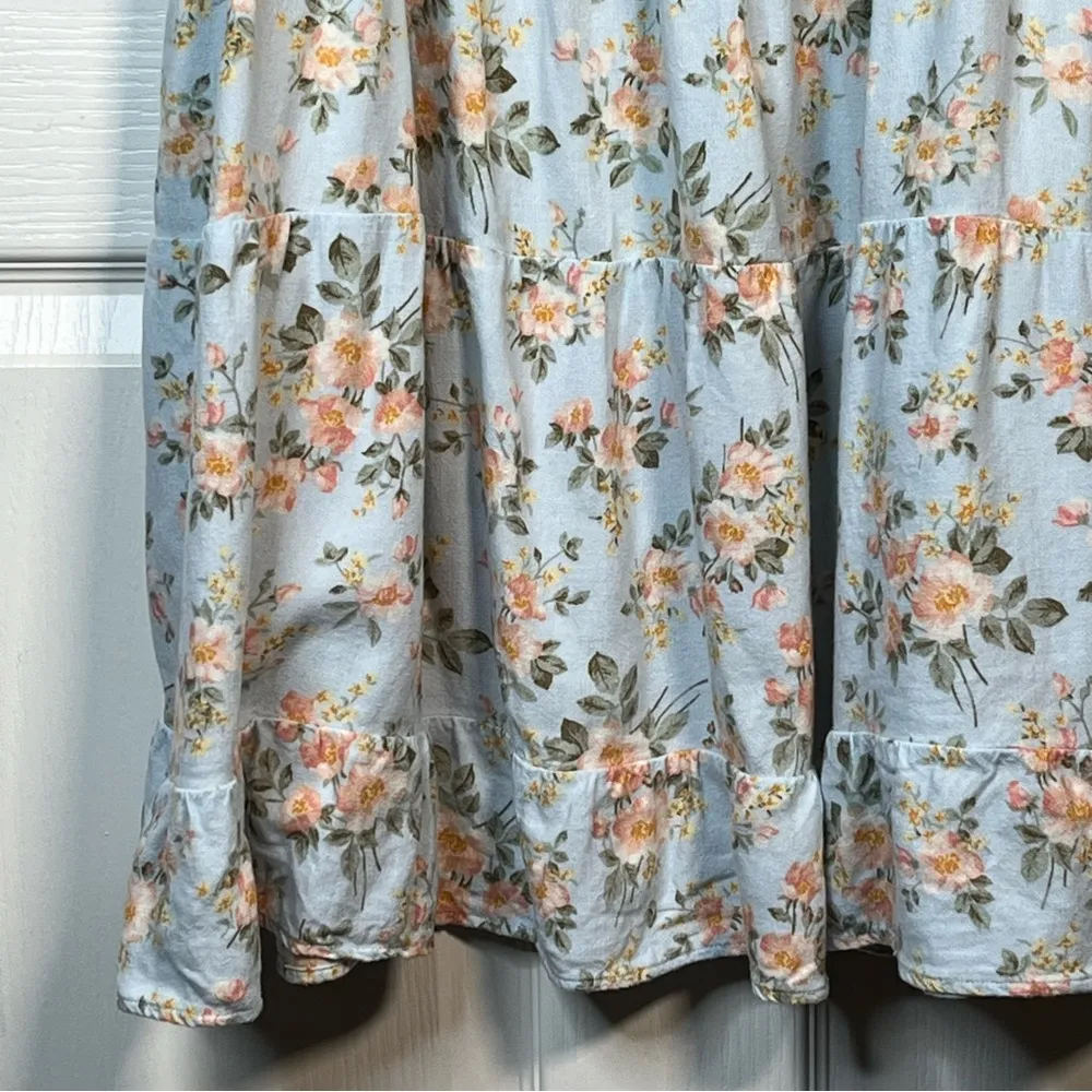 American Eagle Sz XL Floral Puff Sleeve Milkmaid Dress Smocked Ruffle - Image 5