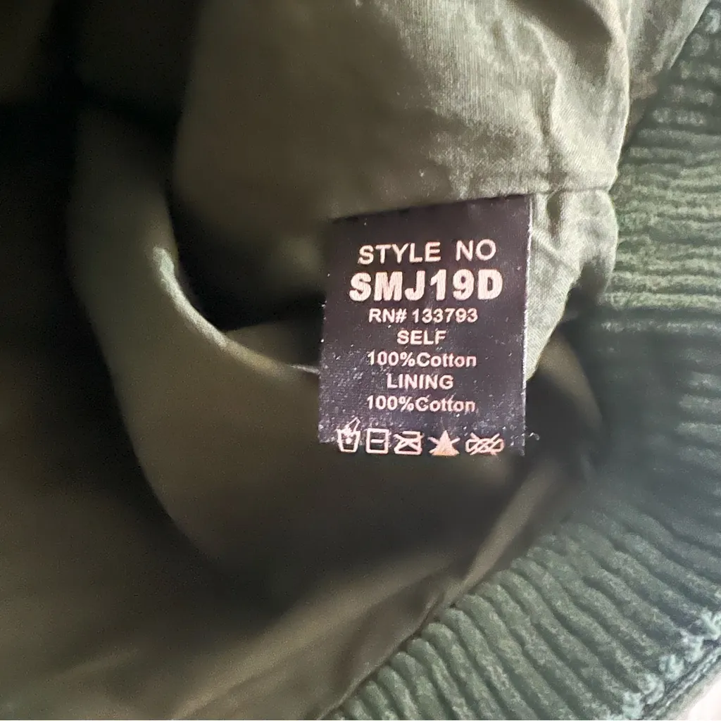 POL Green Hooded Corduroy Jacket Coat Womens Size Medium Lined Grey Gray - Image 5