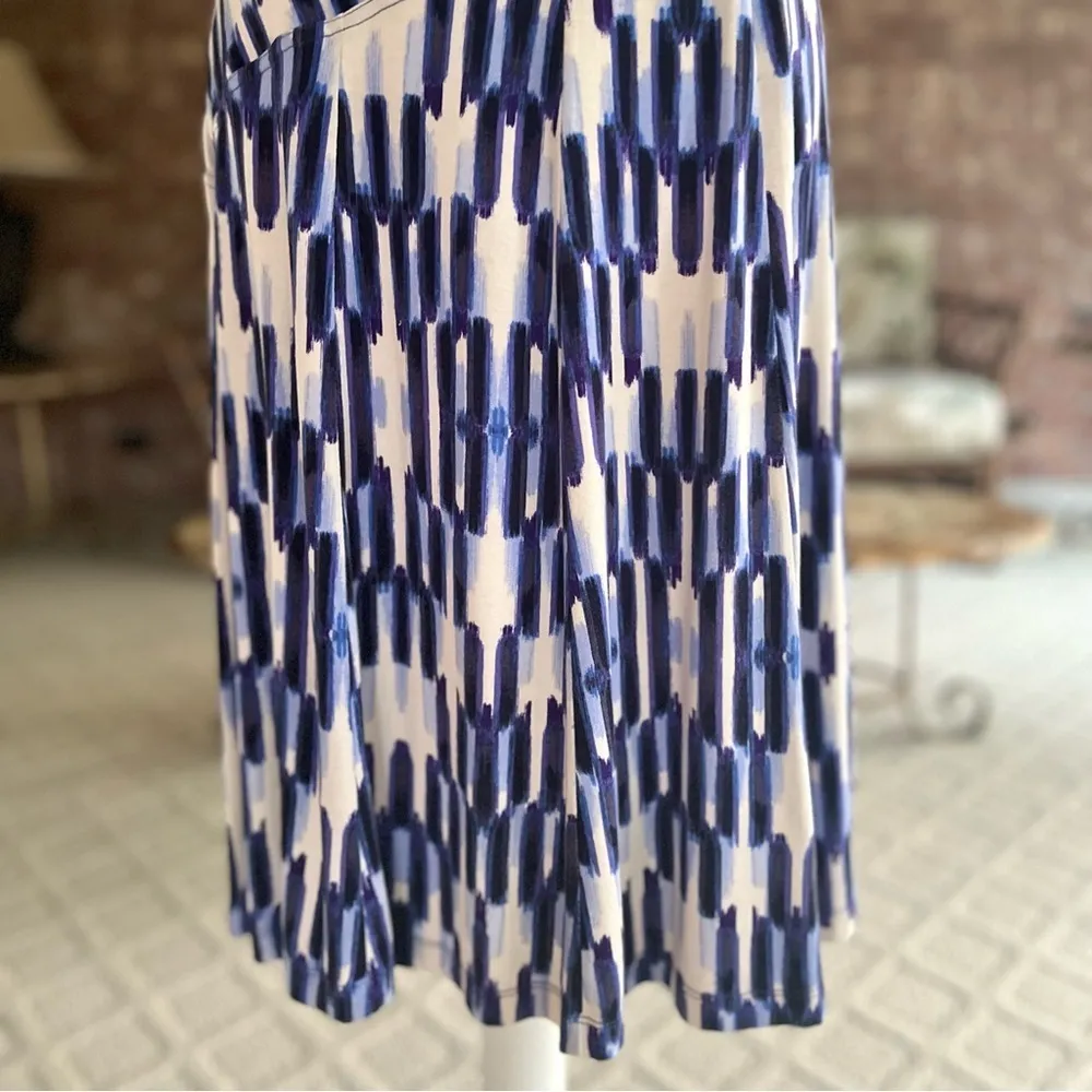 Nic+Zoe Dress Purple Geo Knit Ruched S Knee Length Sleeveless Stretch Garden - Image 6