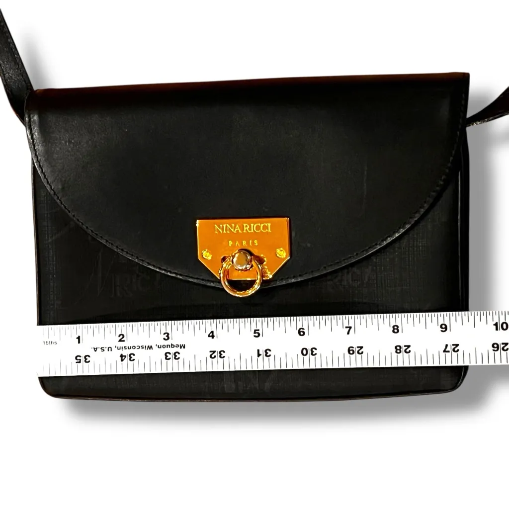 Nina Ricci Black Leather Shoulder Bag, Stylish Pre - Image 7