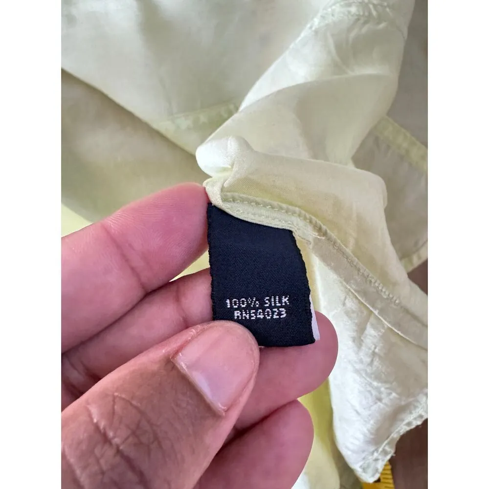 Vintage Banana Republic Silk Y2k Citron Green Silk Shirt Office Siren 90s SIZE M - Image 11