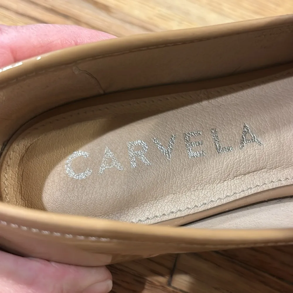 Carvela KURT GEIGER REBEL LOAFER BLUSH PATENT CHAIN size 36.5 US 6.5 Tan - Image 5