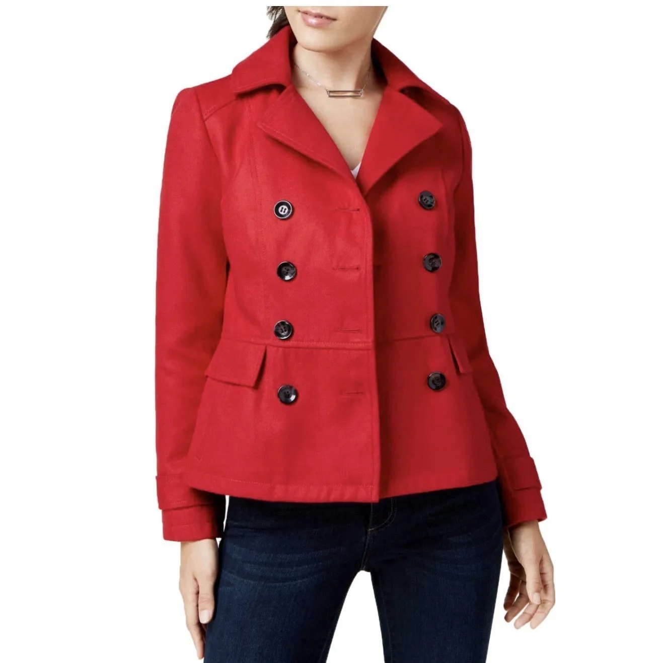 Celebrity Pink Women's‎ Red Double Breasted Hooded Peacoat Jacket Size XL XS - Image 13