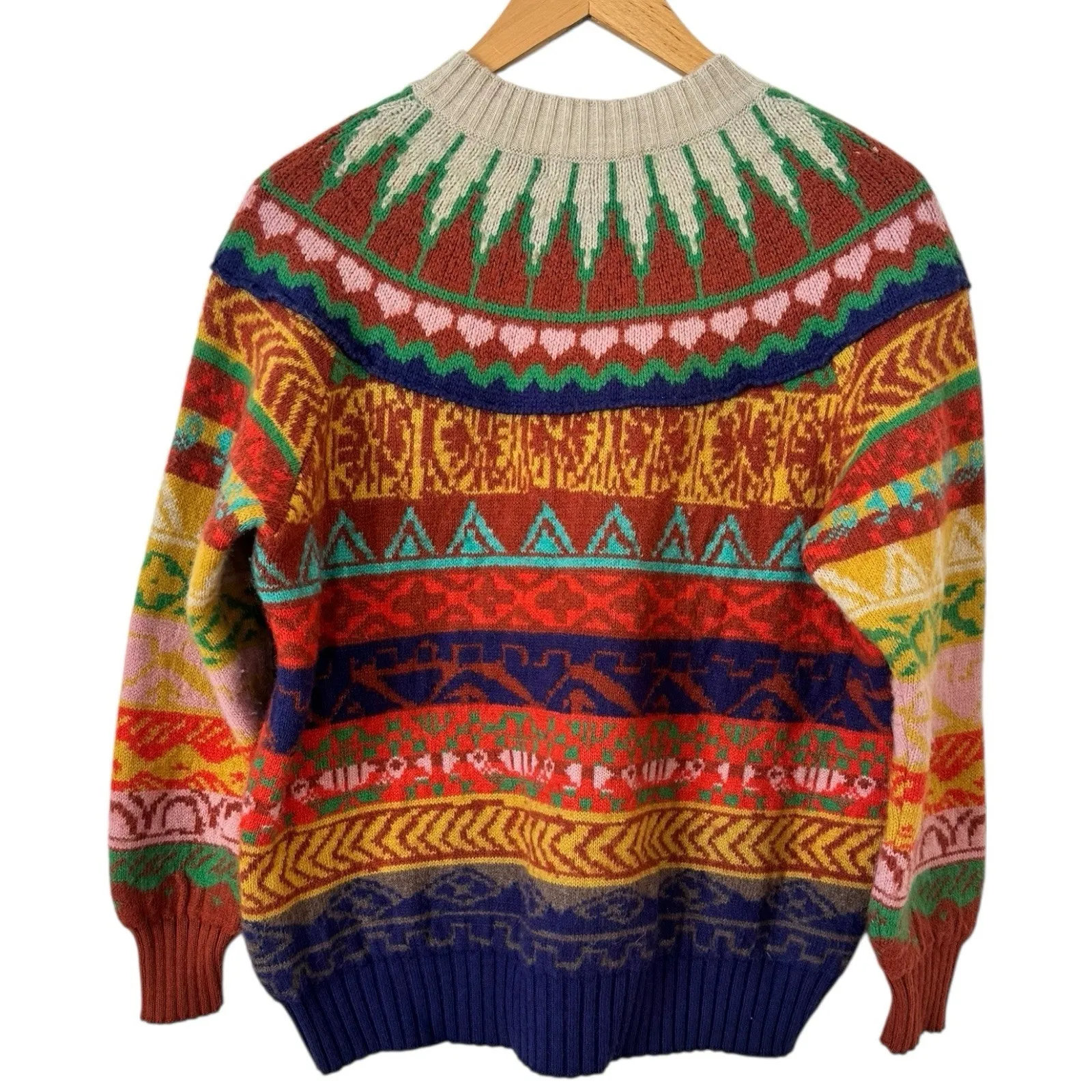 Aldo Martins Nazaire Multicolored Fair Isle Alpaca Blend Sweater Size XS Brown - Image 4