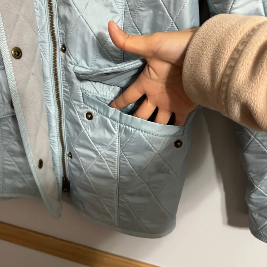 Barbour Sky Blue Quilted Puffer Jacket Size 6 - Image 8