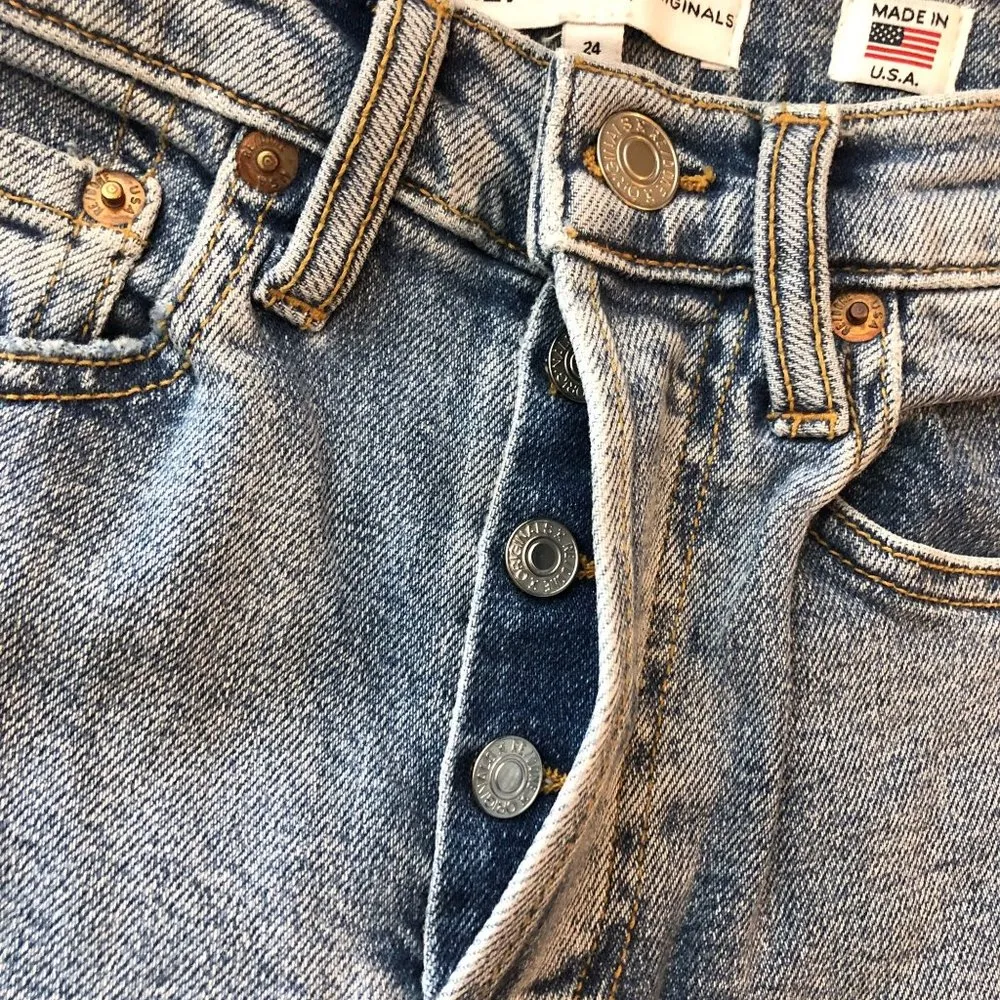 Re/Done Womens Jeans High Rise Stove Pipe Comfort Stretch Cloudy Blue Wash 24 - Image 7