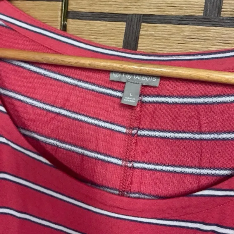 T By Talbots Pink Stripe Dress Size Large - Image 7