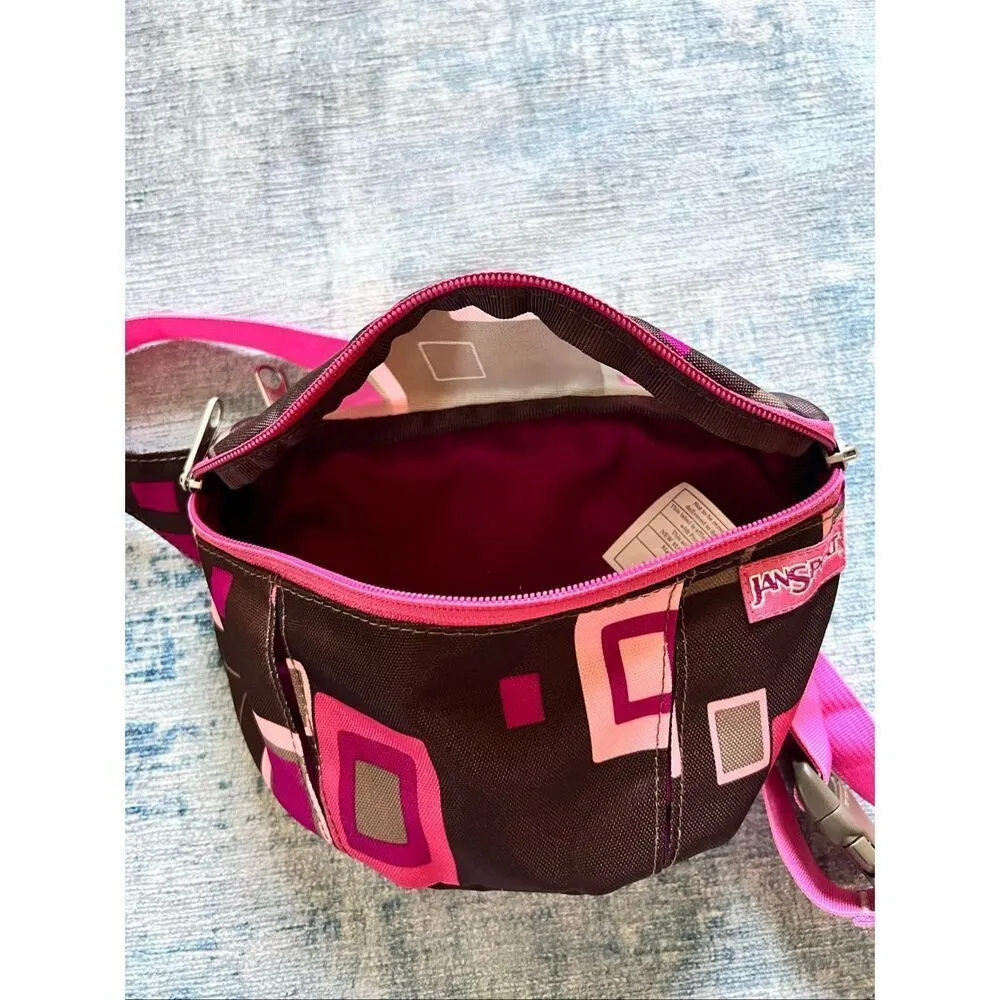Jansport Pink Brown Geometric Print Fanny Pack Belt Bag - Image 4