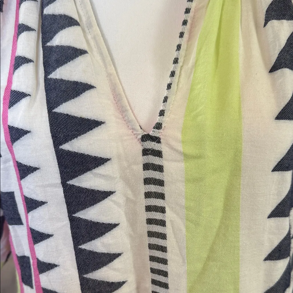 Velvet Geometric Dress with Pink and Yellow - Image 8