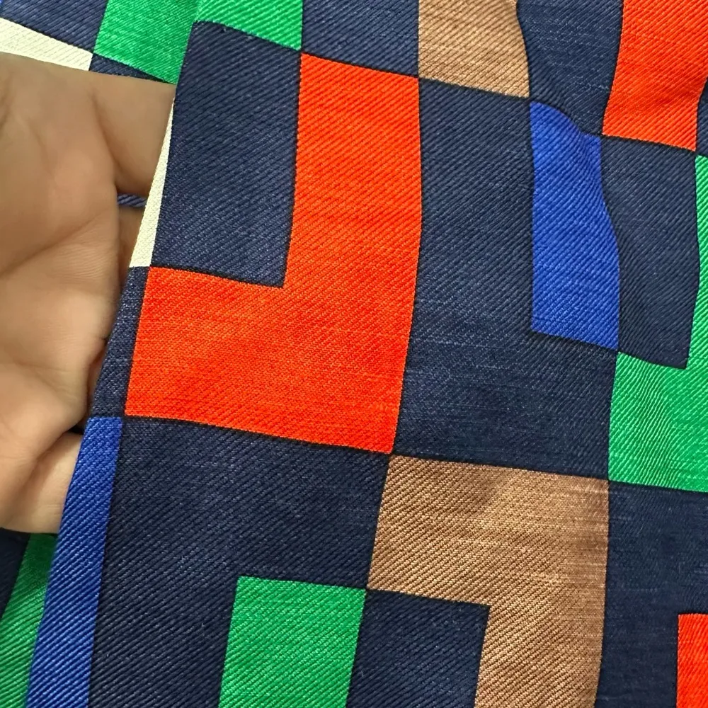 Milly of New York Silk Blend Colorful Block Pattern Trench Coat/Dress Red Size 4 - Image 3