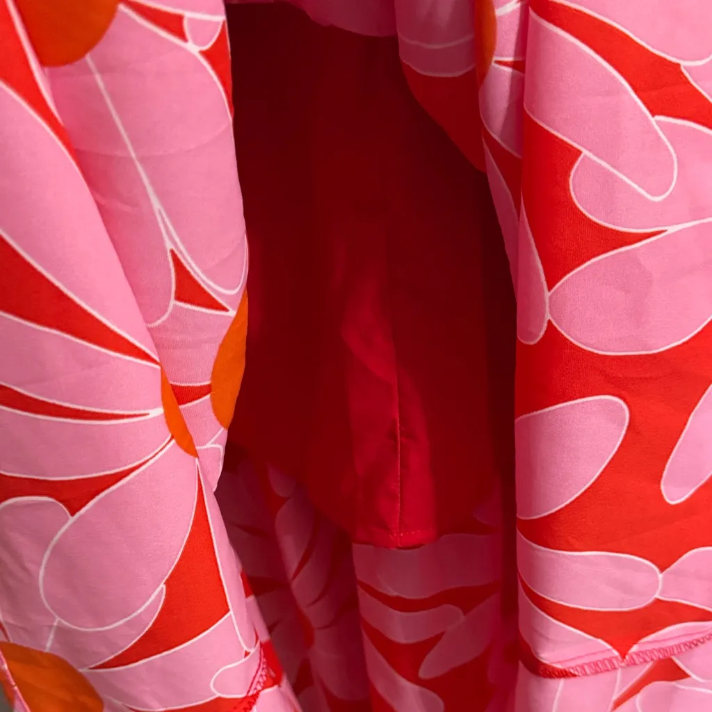 Floral Pink and Red Dress Size L - Image 10