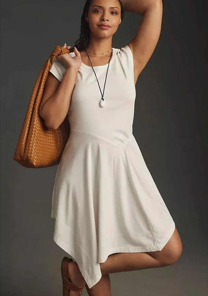 DAILY PRACTICE BY ANTHROPOLOGIE SHORT-SLEEVE ASYMMETRICAL MIDI DRESS - Image 15