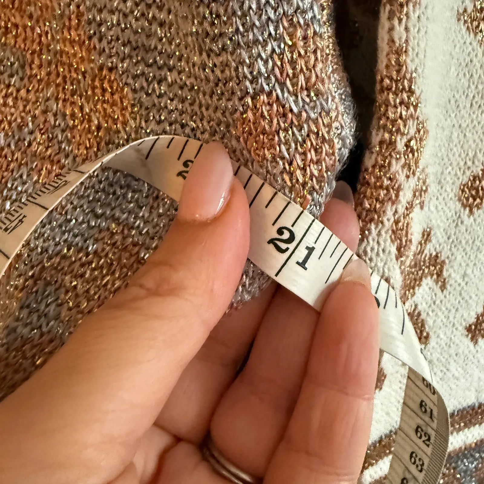 90s Vintage | Express | Metallic Silver and Gold Patterned Sweater Tunic Medium - Image 8