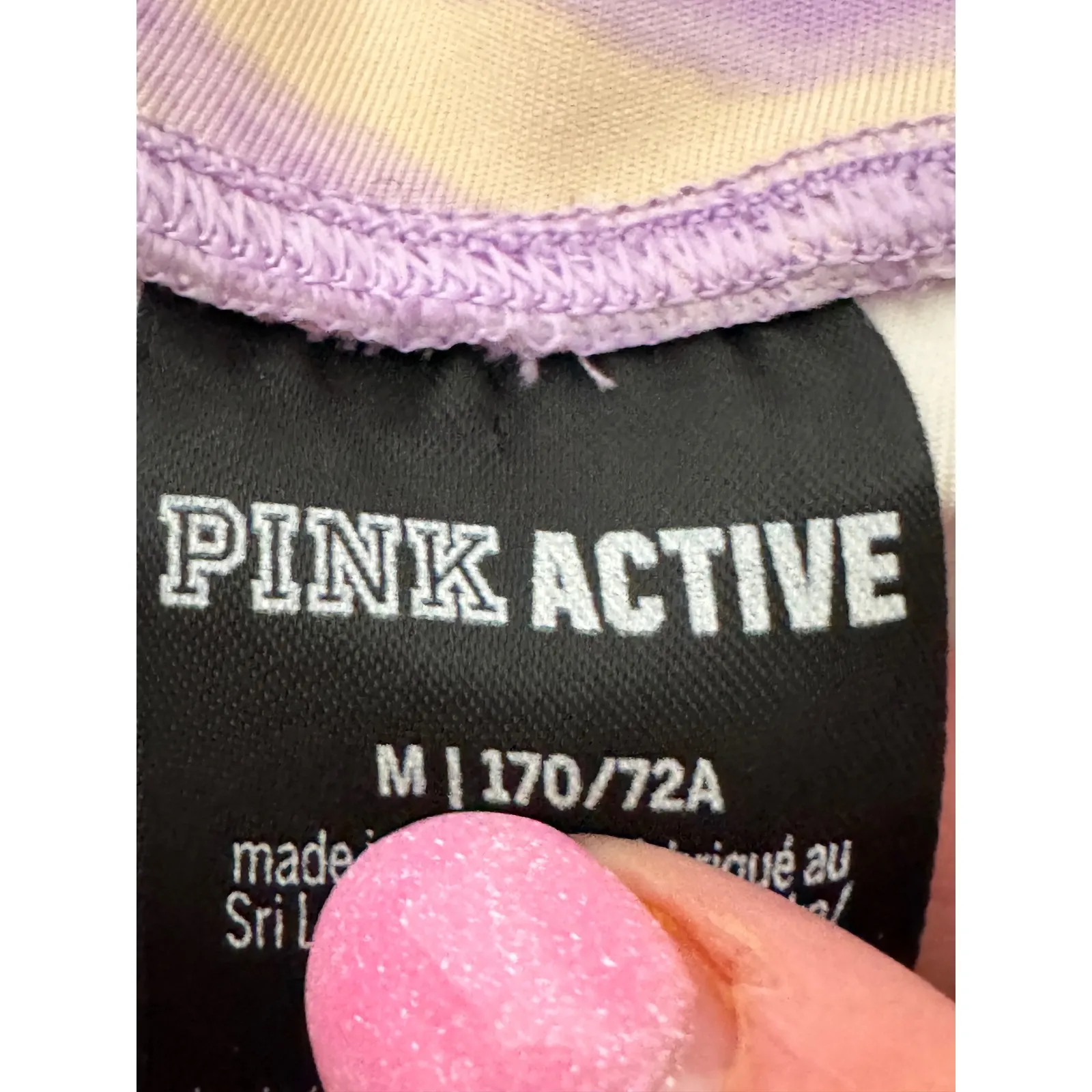 PINK Active Purple Beige Tie Dye Bike Shorts Women's Sz M High Waisted Pockets - Image 7