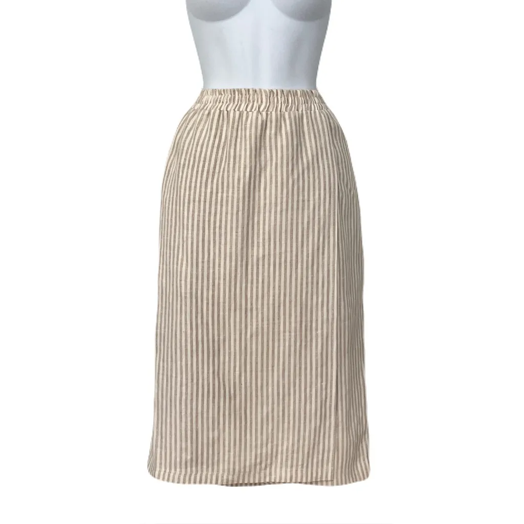 Vintage AP Collection 100% Linen Beige Striped 2 - Image 4