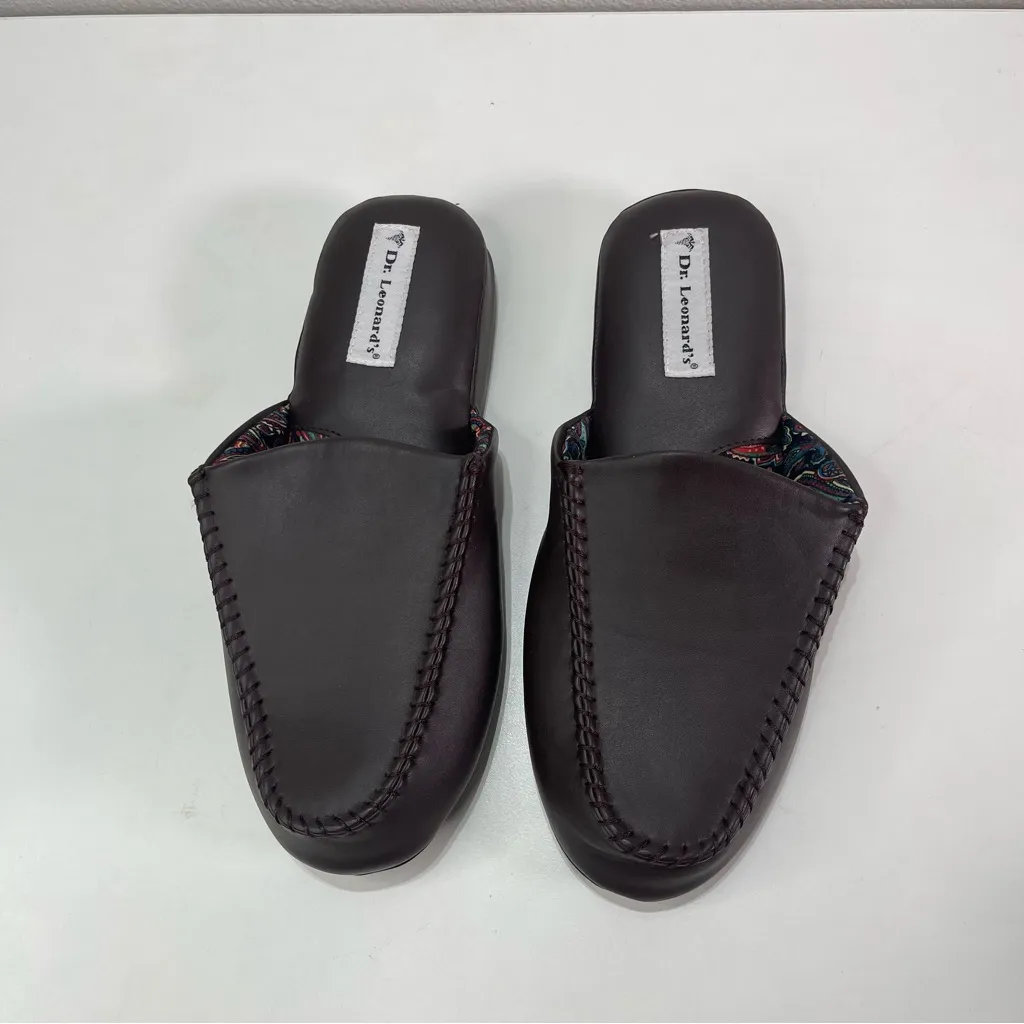 Dr Leonard's Women 10W Slip On Slippers Brown Man Made Diabetic Shoes House Size 10 - Image 2