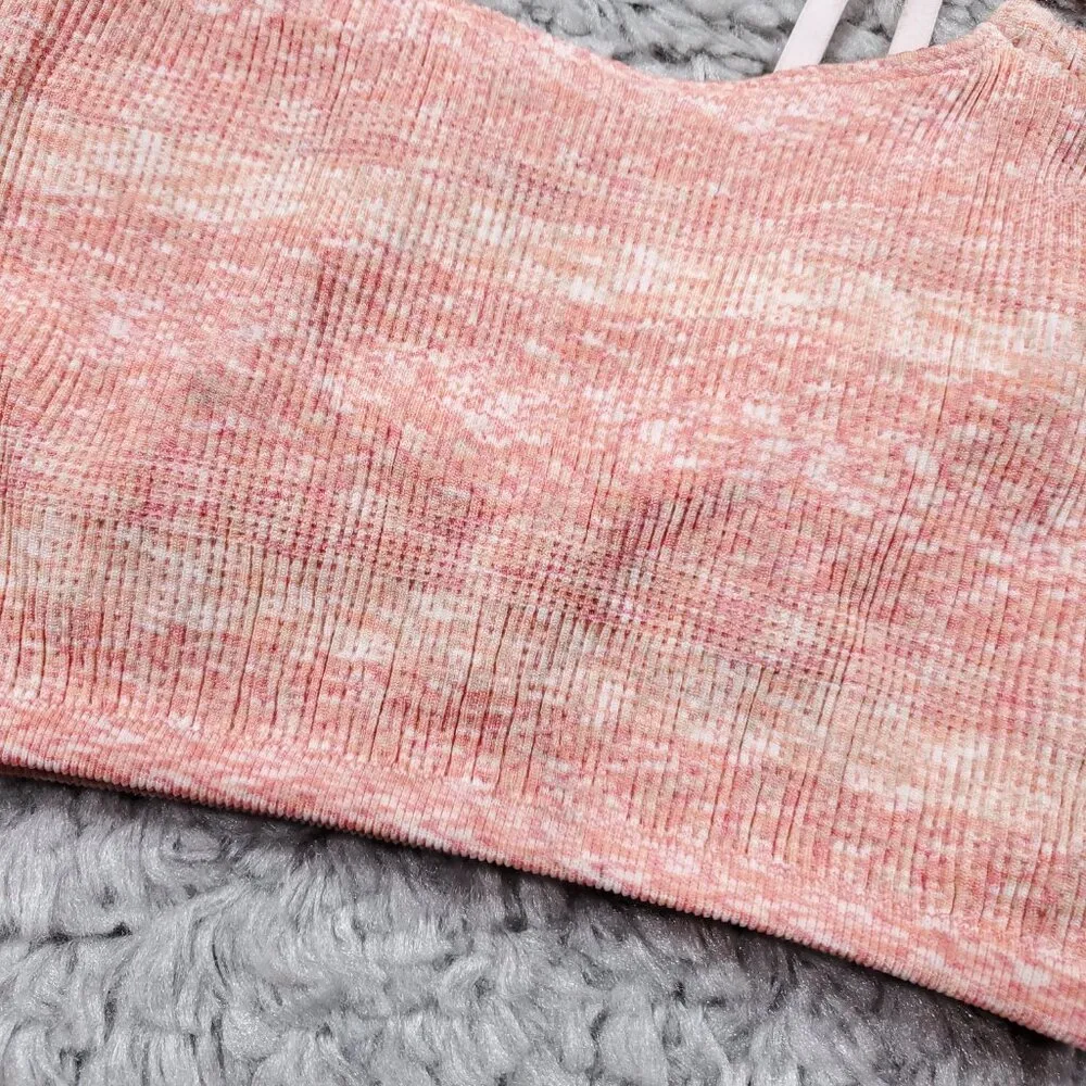 READ Aerie Seamless Ring Longline Bralette Beach Peach Pink Stretch Size Small - Image 6