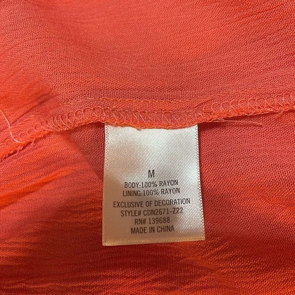 Coral Embroidered Maxi Dress Women's Size Medium V - Image 9