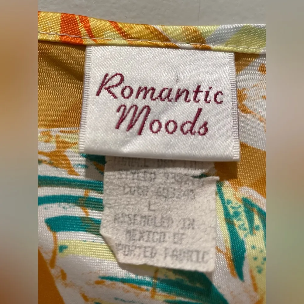 VTG Romantic Moods 90s Y2K Yellow Tropical Floral Cami Slip Mini Dress - Image 5