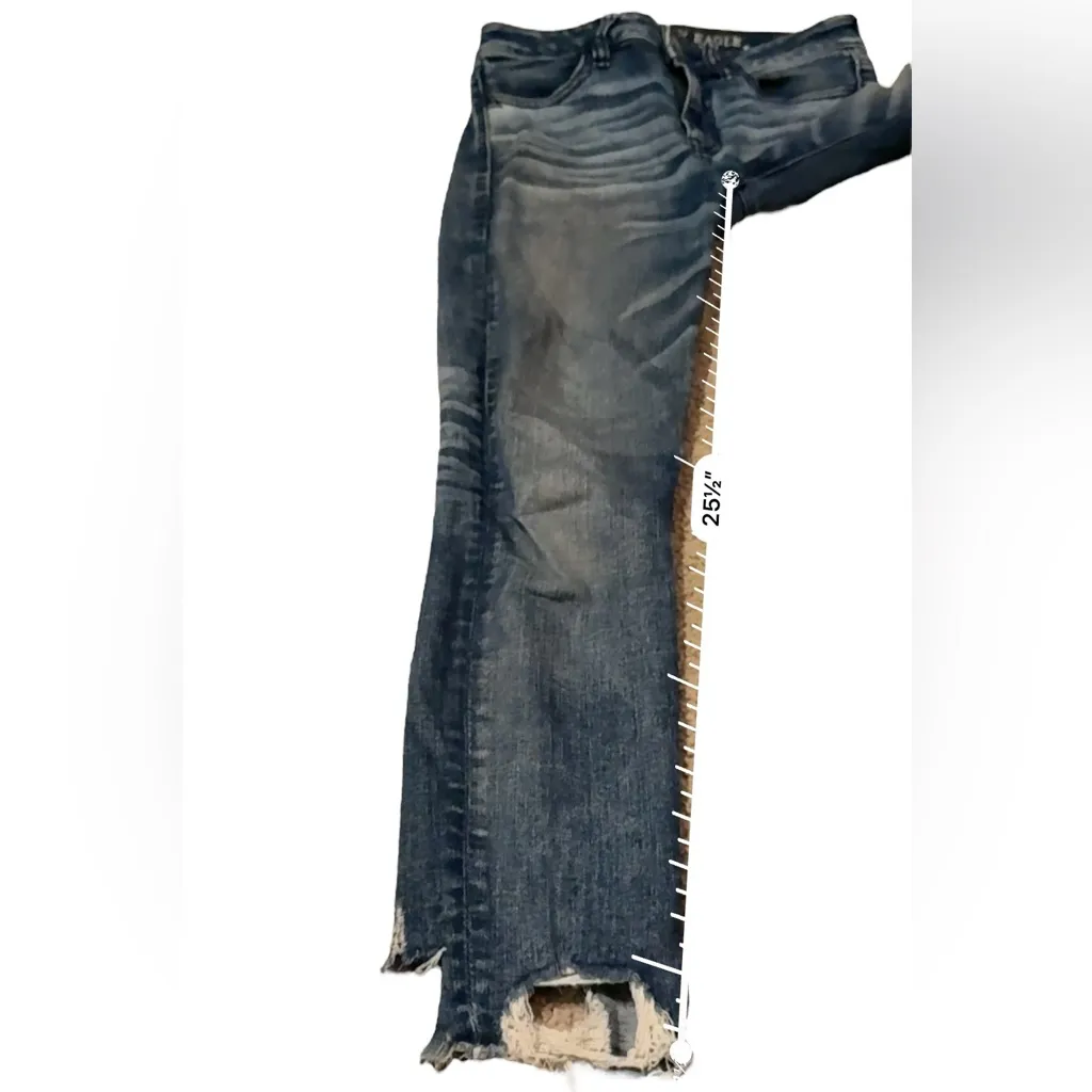 American Eagle Hi-Rise Jegging Crop Distressed‎ Raw Hem Skinny Jeans Sz 2 Short - Image 10