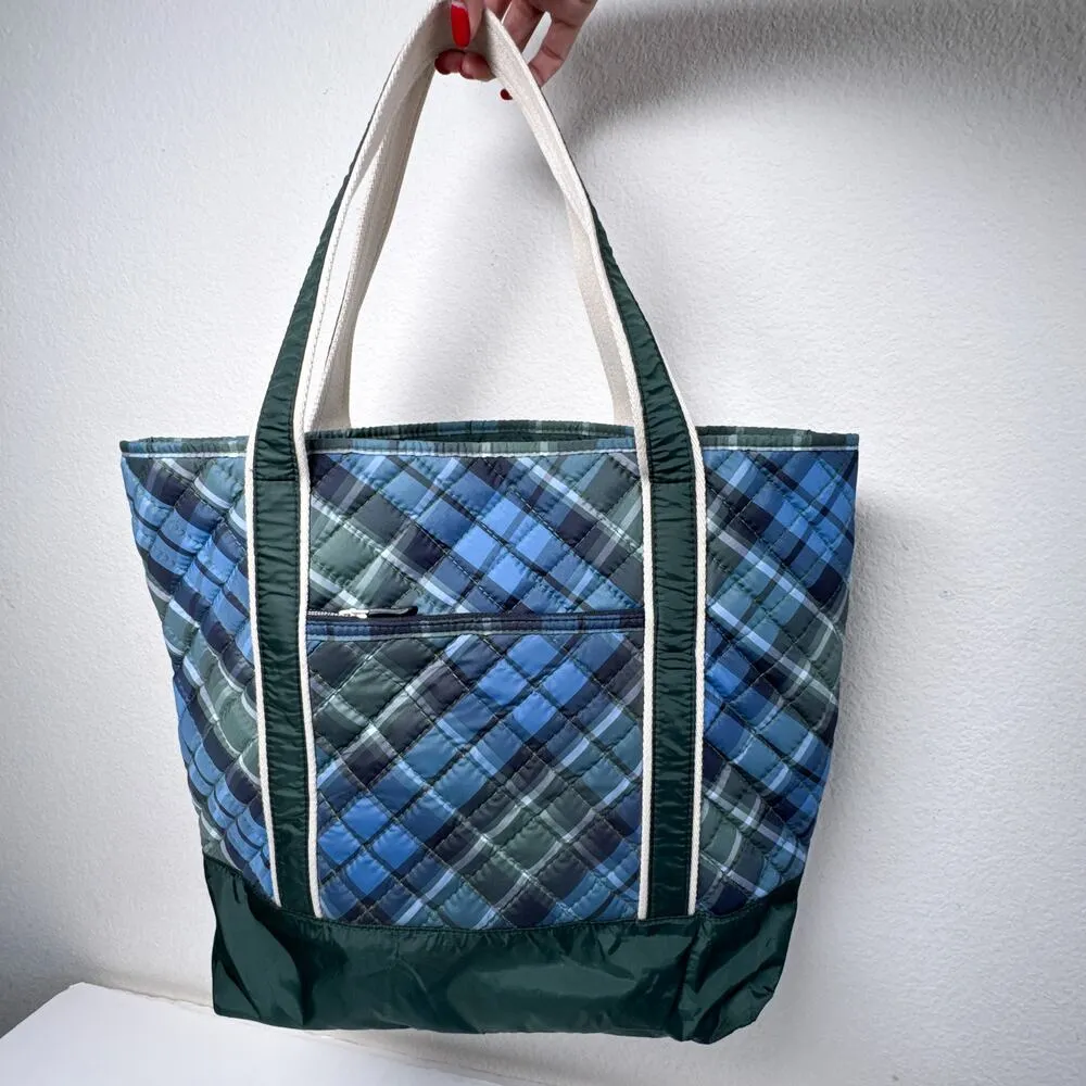Lands’ End Quilted Plaid Tote Medium Bag - Image 3