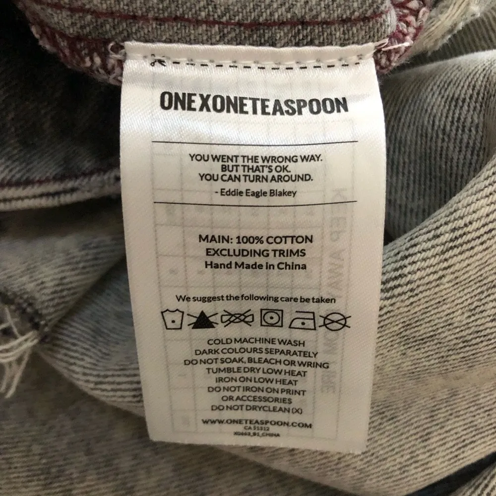 One Teaspoon One X  Acid Wash Exposed Zipper Denim Skirt - Image 6