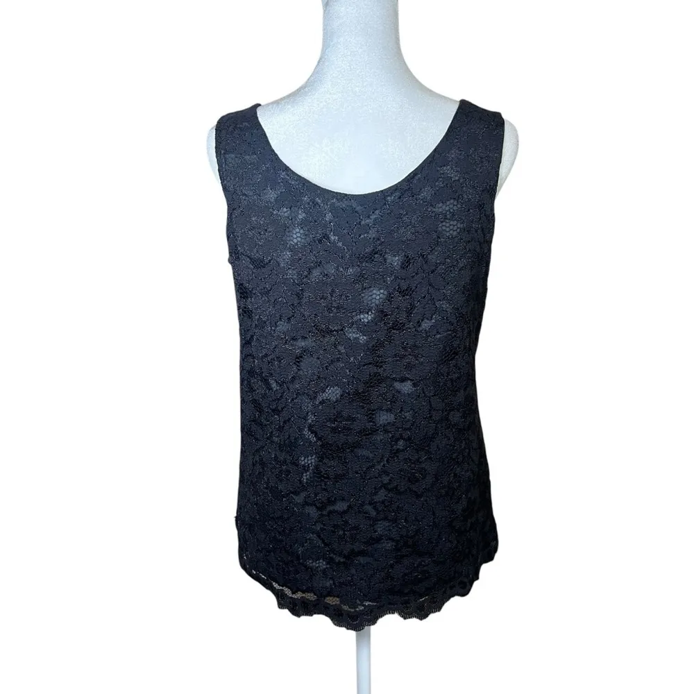 VTG Y2K Black Lace Sleeveless Top Layering Whimsigoth Fairy Rave Eva Laurel Sz 6 - Image 5