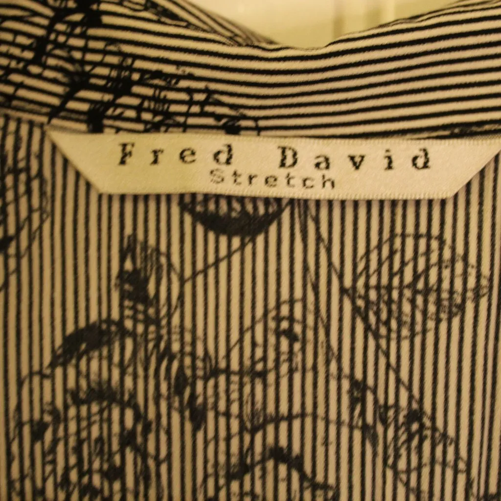 Fred David  Black and White Pleated Blouse Size Medium - Image 6