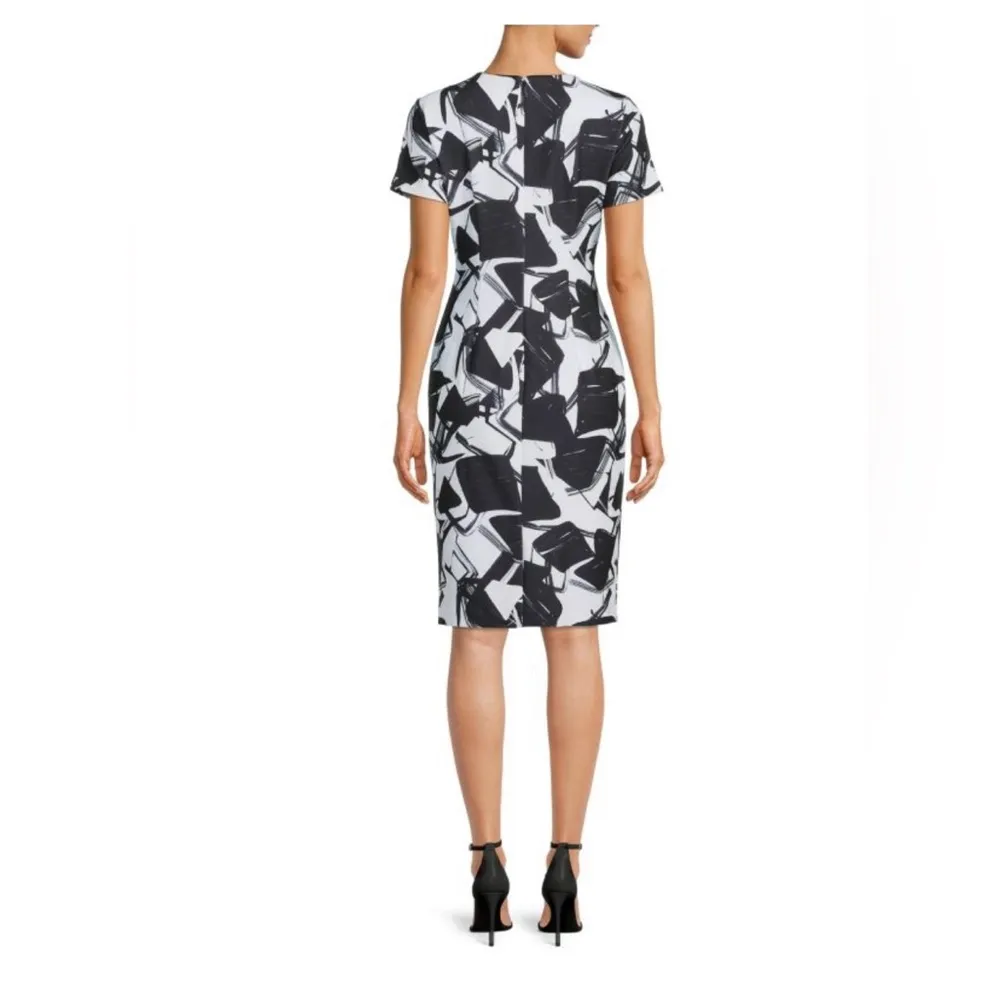 Karl Lagerfeld Womens 8 Dress Scuba Stretch Lined Black & White Knee Length - Image 9