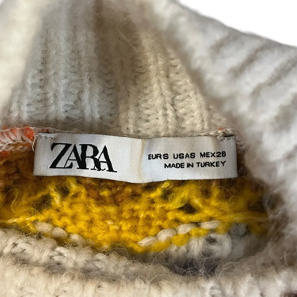 Zara Bloggers Favorite Chunky Knit Sweater Multicolor Mock Neck Womens Small - Image 4