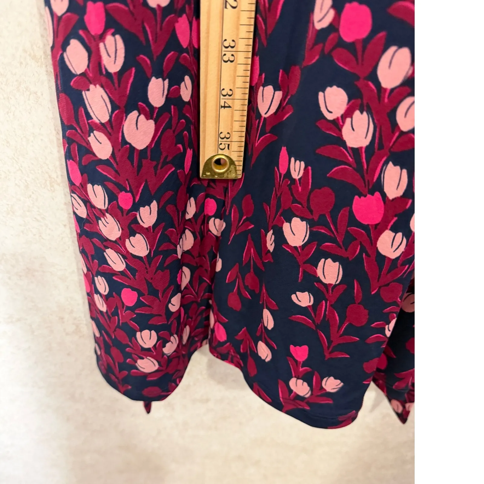 Leota Felicity Faux Wrap Dress Large‎ Floral Tulip Print Sleeveless Navy Pink - Image 5