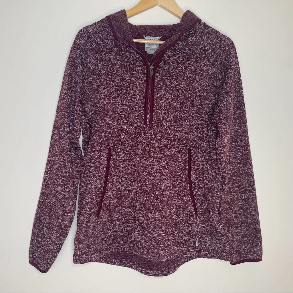 Avalanche | Half-Zip Marled Maroon Hooded Sweatshirt | Large - Image 1