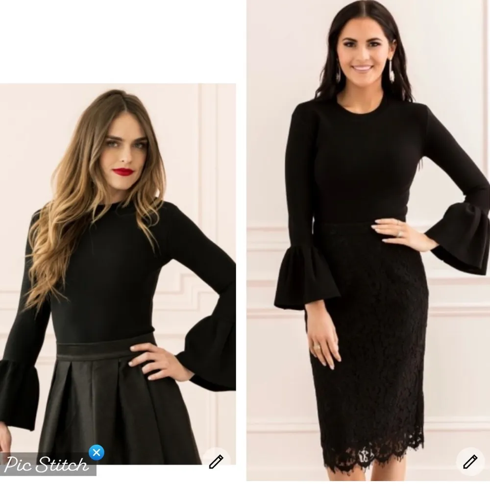 Rachel Parcell Black Bell Sleeve Top - Image 3