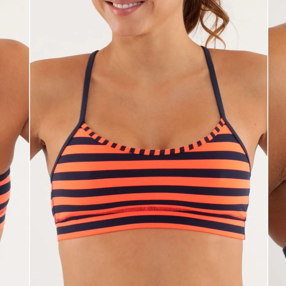 lululemon athletica flow Y bra IV with pads Orange and Black Striped ‎ Bra 8 - Image 2
